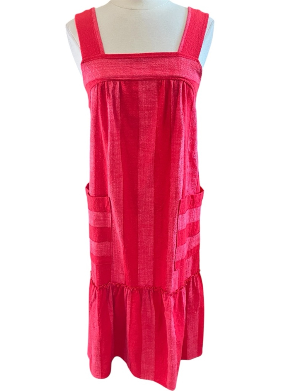 Mauve Bright Red & Red Striped Sleeveless Midi Dress Size Small - Picture 2 of 14